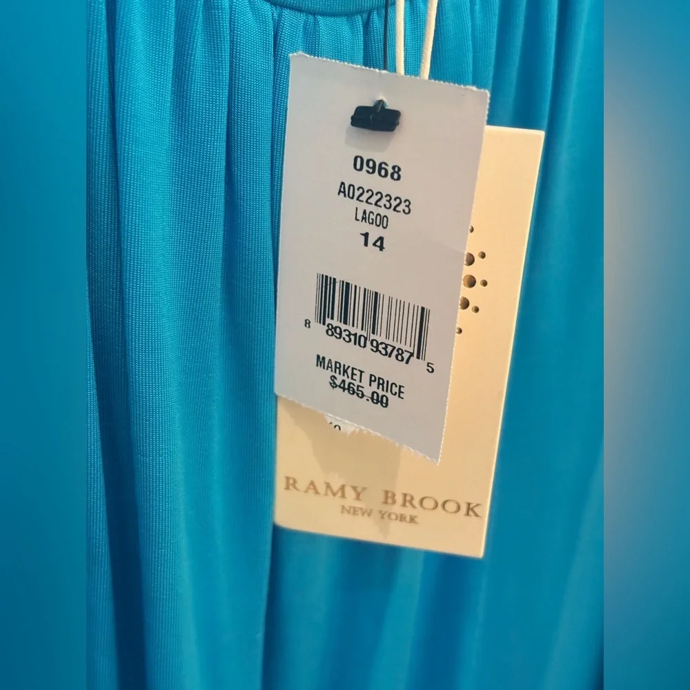 🩵 NWT Ramy Brook lagoon blue Samba halter keyhole dress size 14/XL $465 - Picture 5 of 13